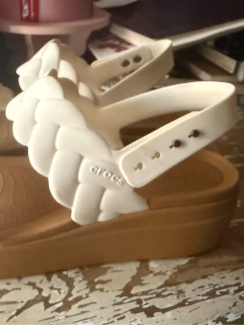 Crocs Women’s White Braided Strap Slingback Sandals - Picture 3 of 7
